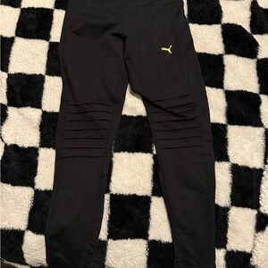 Puma Black Leggings with Gold Accent